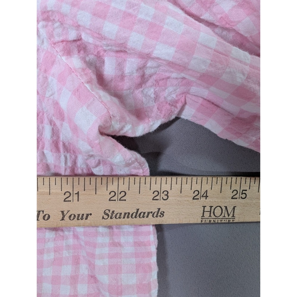 Habitat Top Womens L Pink Gingham Seersucker Cotton Stretch - Picture 4 of 6